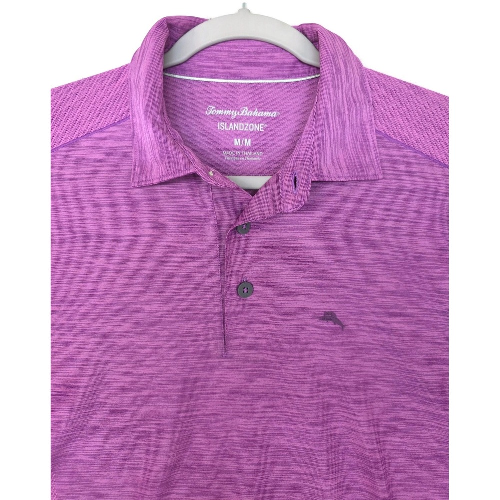 Tommy Bahama Polo Shirt Mens Medium Purple IslandZone Golf Performance Stretch - Picture 1 of 12